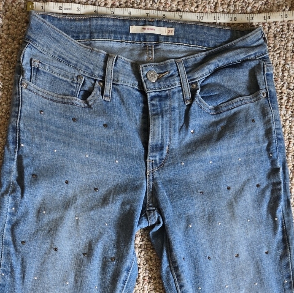Women's Blue Embellished Jeans